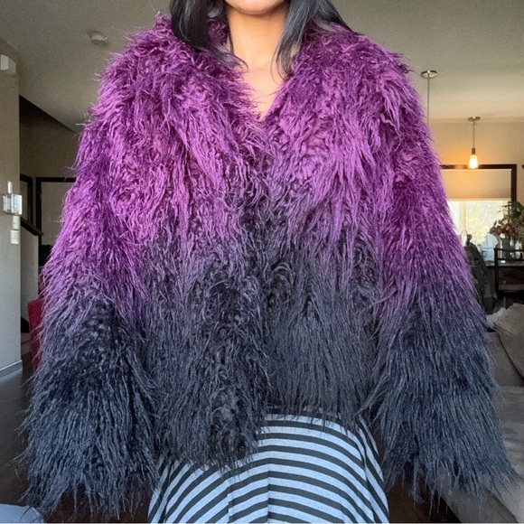 Dolls Kill Purple and Black Faux Fur Jacket - Picture 2 of 5